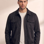 Faux Suede Overshirt, close-up of the upper body