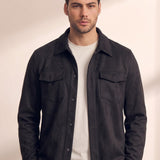 Faux Suede Overshirt, close-up of the upper body