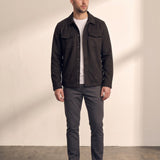 Faux Suede Overshirt, close-up of the upper body