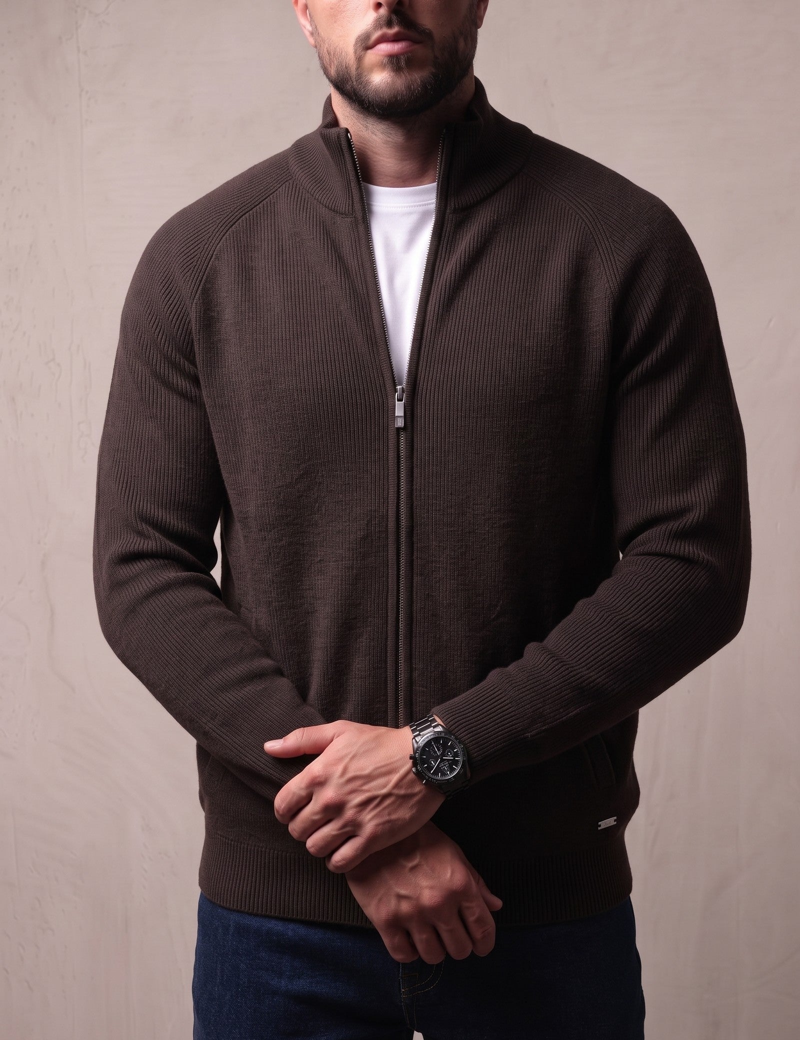 Funnel Neck Sweatshirt, close-up of the upper body
