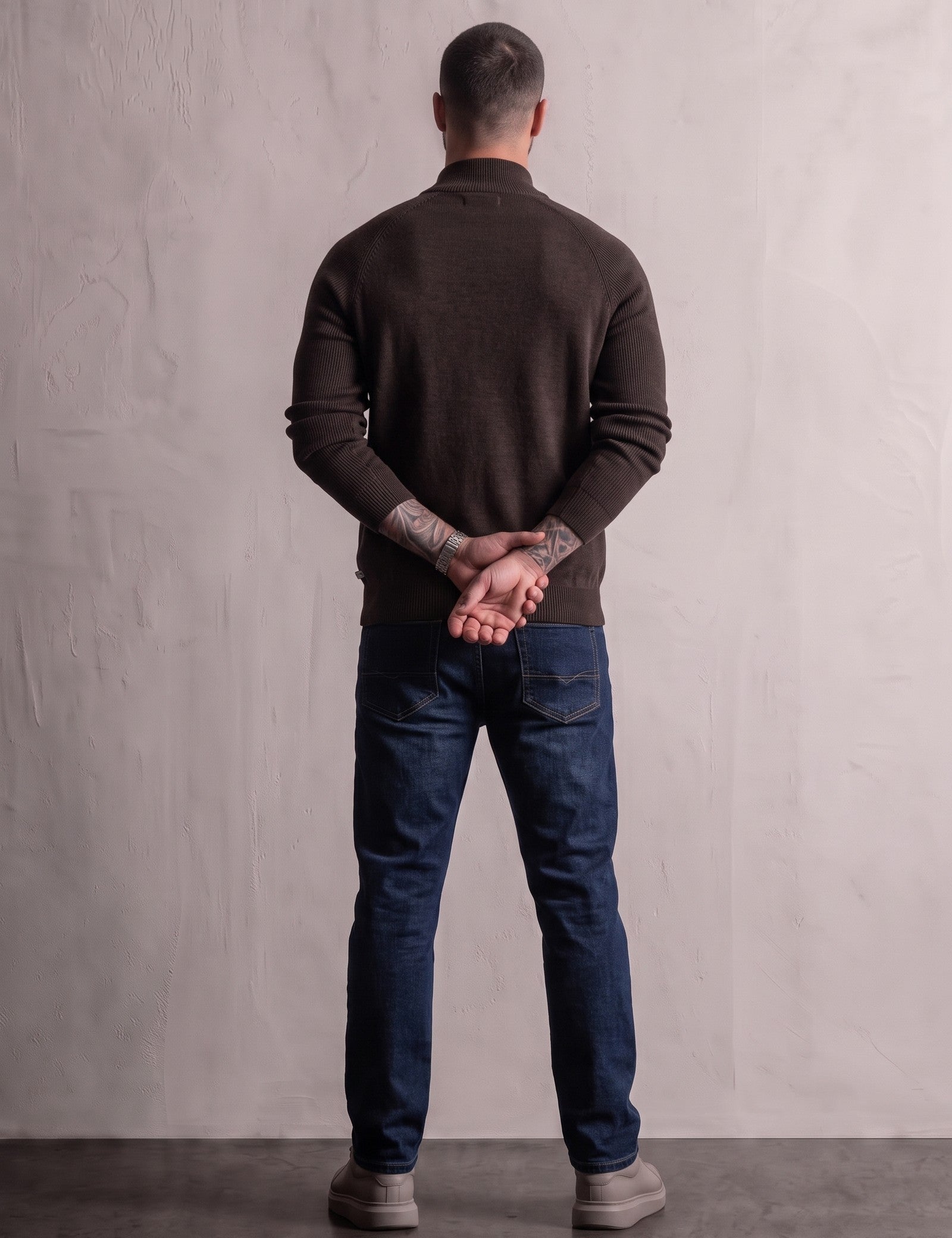 Funnel Neck Sweatshirt, back view, full length