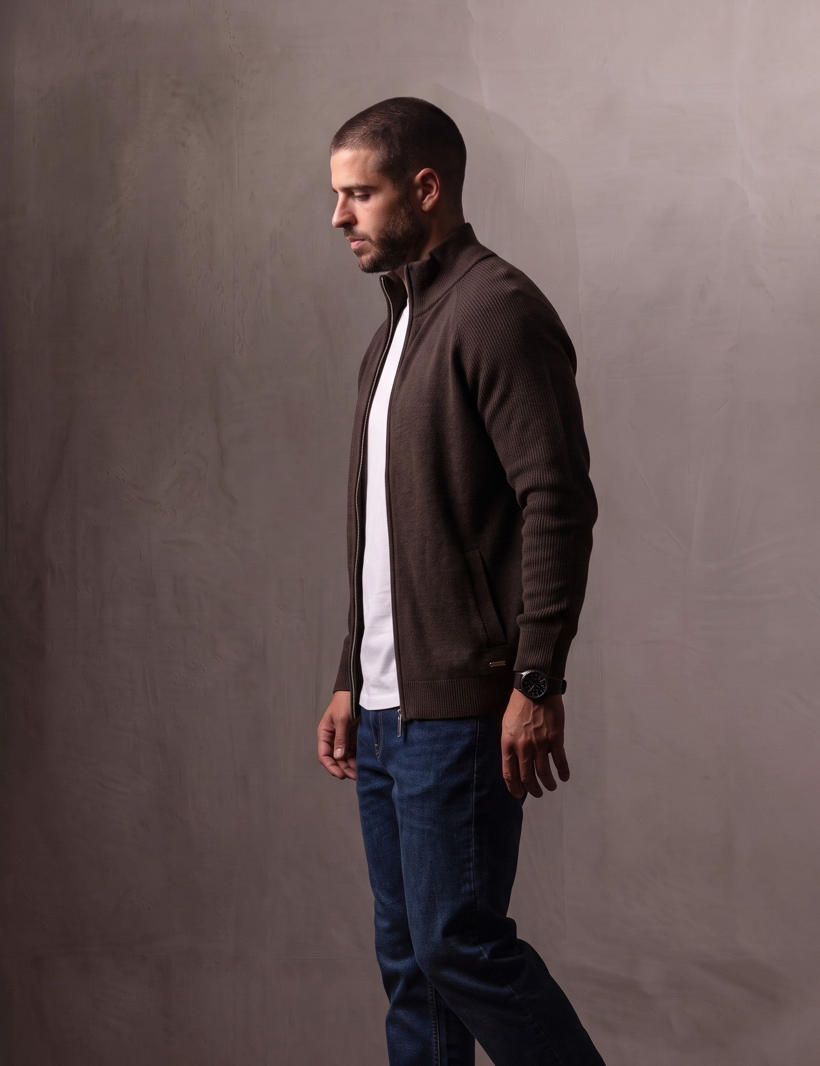 Funnel Neck Sweatshirt, side view, full length