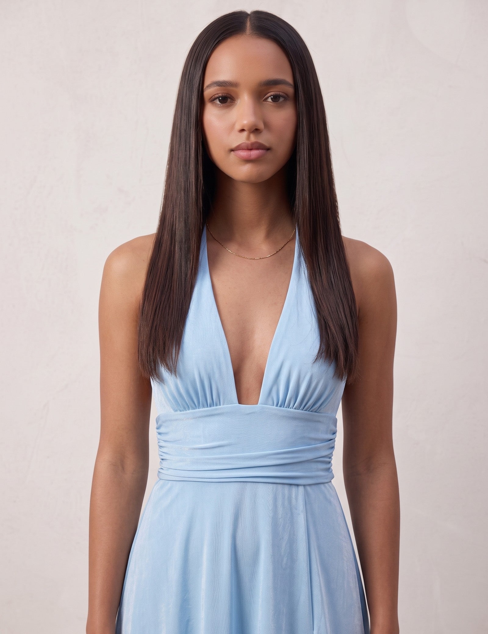 Halter Maxi Dress, close-up of the upper body