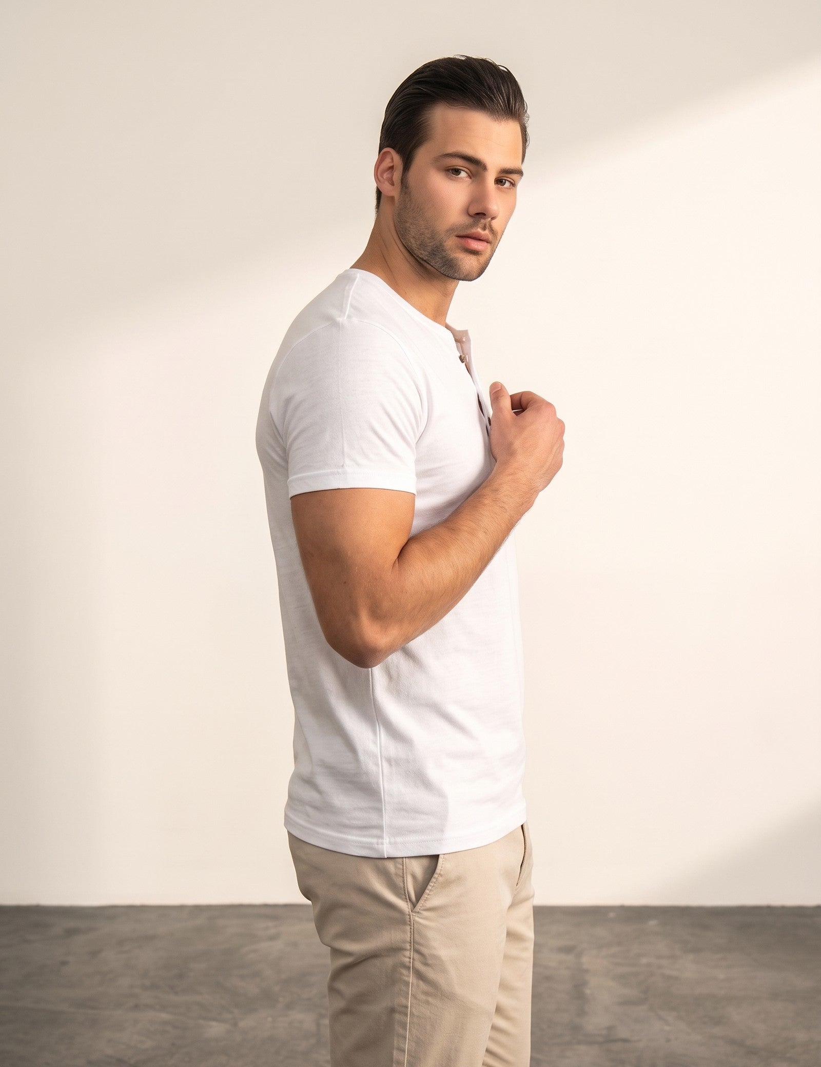 Henley T-Shirt, side view, full length