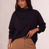 High-Neck Long Sleeve Top, close-up of the upper body