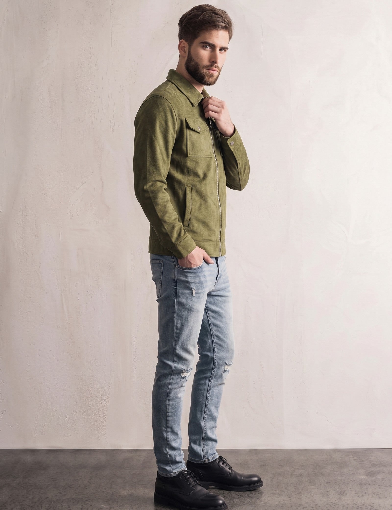 Jacket, side view, full length