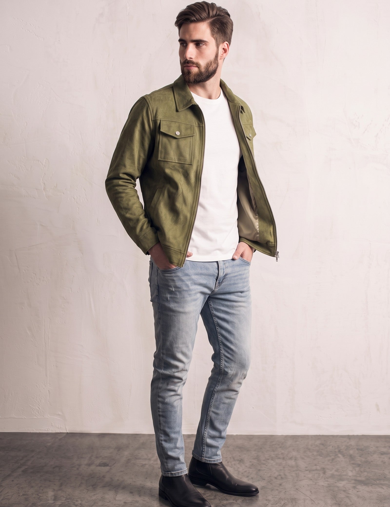 Jacket, three-quarter view from the left, full length