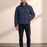 Padded Jacket in Navy Blue, front view, full length