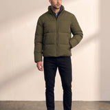 Padded Jacket in Olive Green, front view, full length