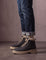 Men's Black Fleece-Lined Lace-Up Boots, side view of the shoe, worn.