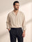 Men's Black Relaxed Fit Cuban Collar Shirt, front view, full length.
