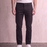 Men's Black Slim Fit Tapered Chino Trousers, front view from the waist down.