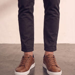Men's Brown Low-Top Trainers, front view of the shoes, worn.