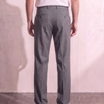 Men's Anthracite Pleated Straight-Leg Suit Trousers, back view from the waist down.