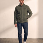 Men's Anthracite Stand Collar Jacket with Zip Pockets, front view, full length.