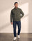 Men's Anthracite Stand Collar Jacket with Zip Pockets, front view, full length.