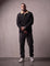 Men's Black Sherpa Collar Jacket with Chest Pockets, front view, full length.