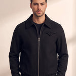 Men's Chevron Textured Harrington Jacket, close-up of the upper body