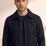 Men's Chevron Textured Harrington Jacket, close-up of the upper body