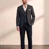 Men's Classic Three-Piece Formal Suit, side view, full length