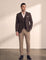Men's Classic Three-Piece Formal Suit in Brown, front view, full length