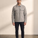 Men's Collared Zip-Through Jacket with Chest Pockets, front view, full length