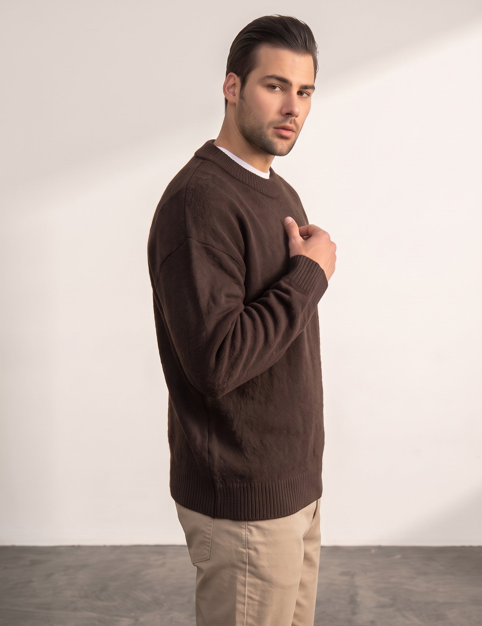 Men's Crew Neck Jumper, side view, full length