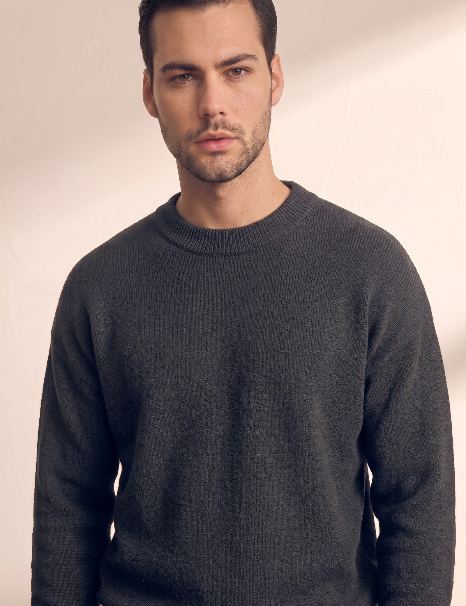 Men's Crew Neck Jumper, close-up of the upper body