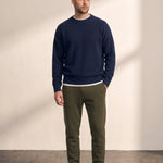 Men's Crew Neck Jumper in Navy Blue, front view, full length