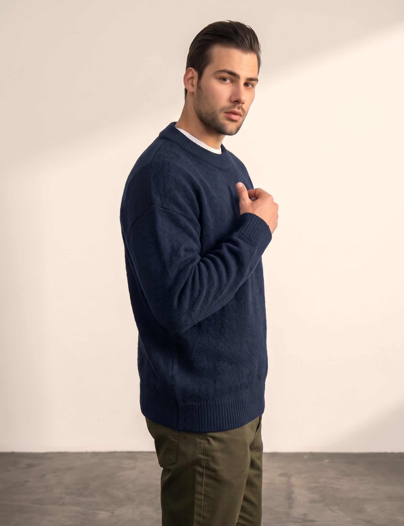 Men's Crew Neck Jumper, side view, full length