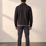 Men's Faux Suede Overshirt with Hidden Snaps, back view, full length