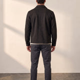 Men's Faux Suede Overshirt with Hidden Snaps, back view, full length