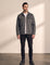 Men's Faux Suede Overshirt with Hidden Snaps in Dark Grey, front view, full length