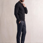 Men's Fine Gauge Knitted Polo Shirt, side view, full length
