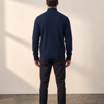 Men's Fine Knit Zip-Through Cardigan, back view, full length