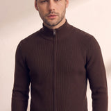 Men's Fine Knit Zip-Through Cardigan, close-up of the upper body