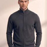 Men's Fine Knit Zip-Through Cardigan, close-up of the upper body