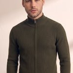 Men's Fine Knit Zip-Through Cardigan, close-up of the upper body