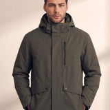 Men's Fleece-Lined Parka Coat, close-up of the upper body