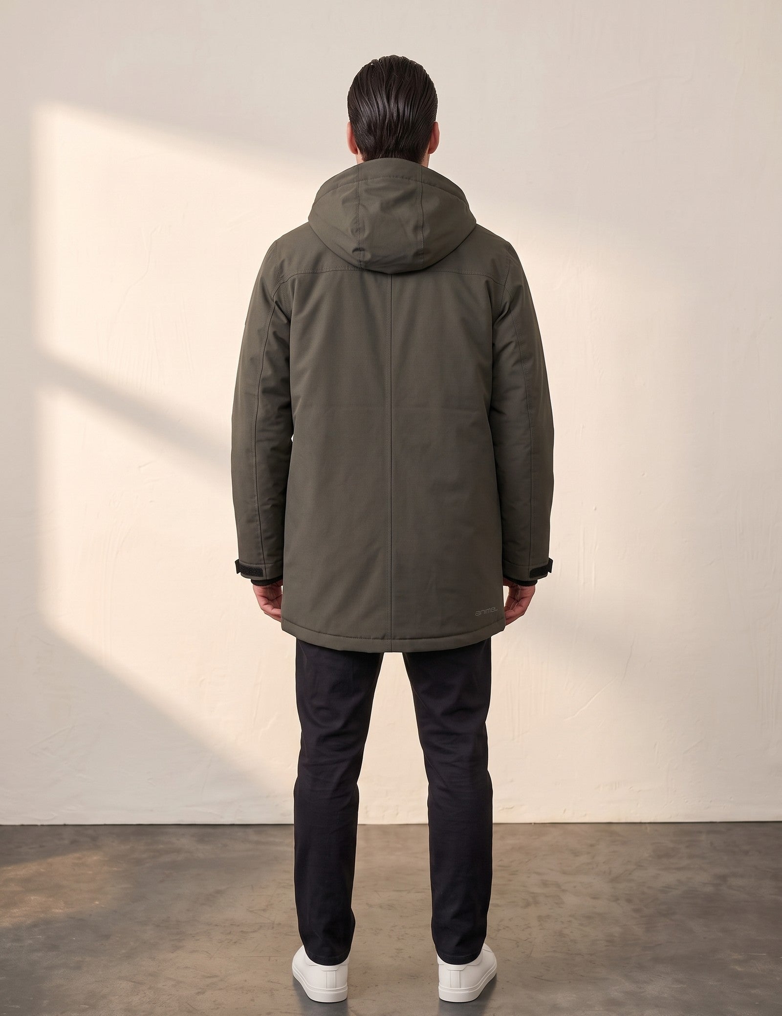 Men's Fleece-Lined Parka Coat, back view, full length
