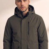 Men's Fleece-Lined Parka Coat, close-up of the upper body
