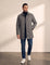 Men's Grey Single-Breasted Coat with Pockets, front view, full length.