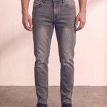 Men's Grey Slim Fit Stretch Denim Jeans, front view from the waist down.