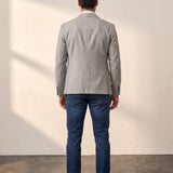 Men's Grey Slim Fit Tailored Blazer, back view, full length.