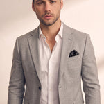 Men's Grey Slim Fit Tailored Blazer, close-up of the upper body.