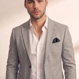 Men's Grey Slim Fit Tailored Blazer, close-up of the upper body.