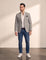 Men's Grey Slim Fit Tailored Blazer, front view, full length.