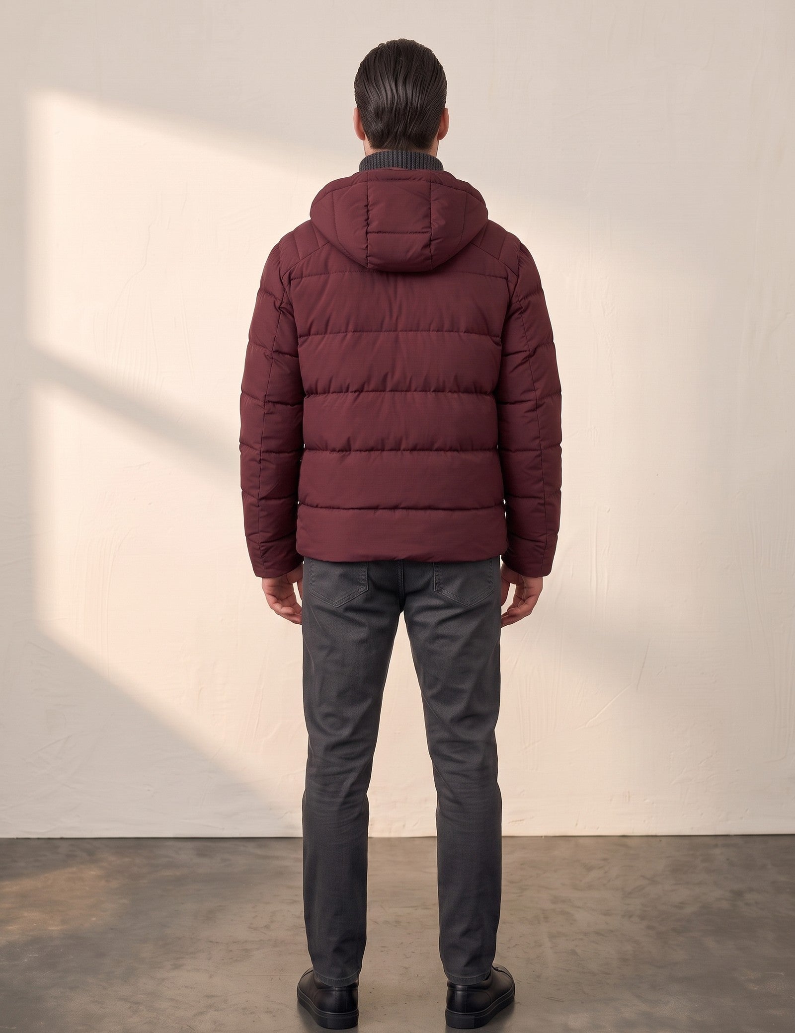 Men's Heavyweight Down Puffer Jacket, back view, full length