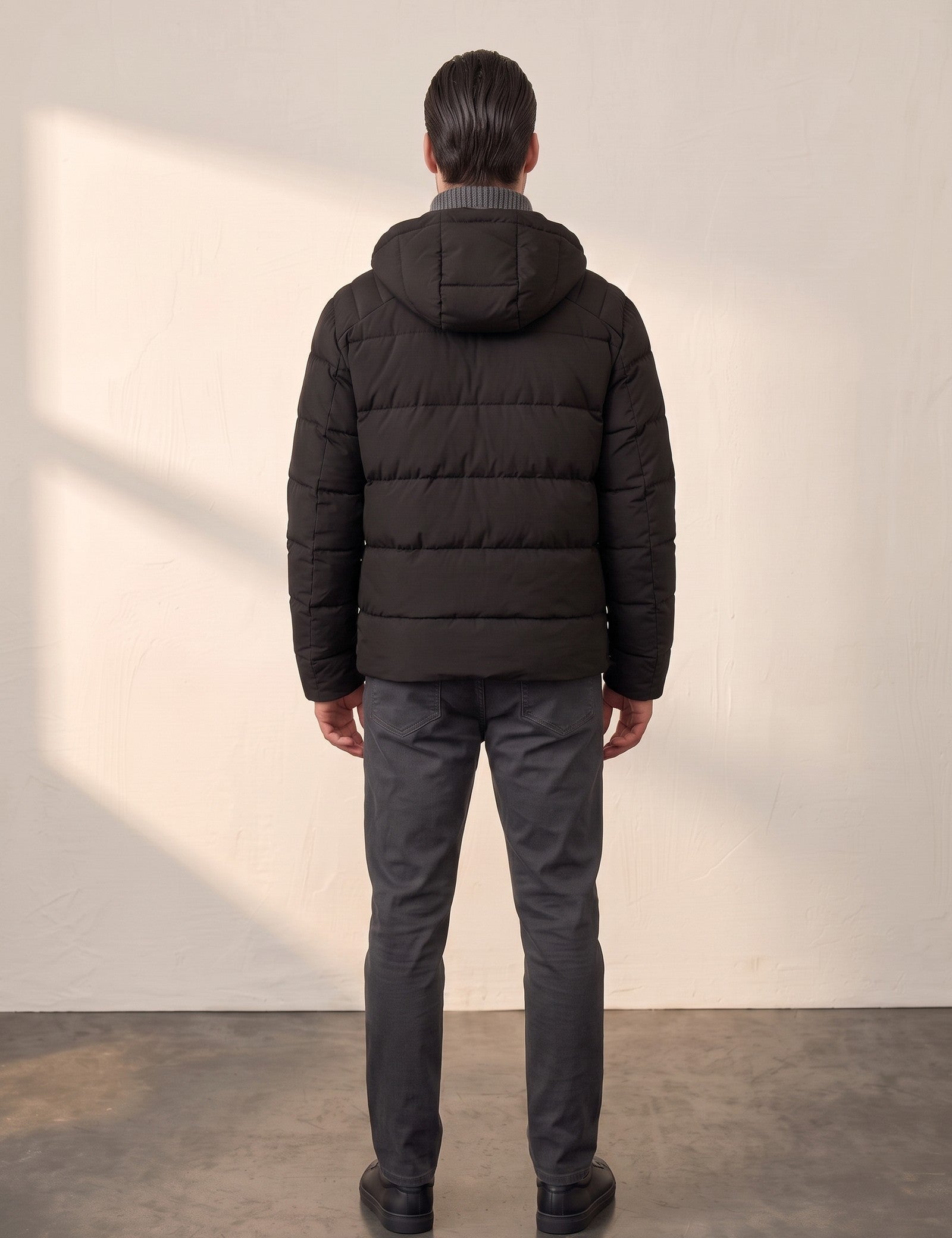 Men's Heavyweight Down Puffer Jacket, back view, full length