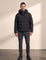 Men's Heavyweight Down Puffer Jacket in Black, front view, full length